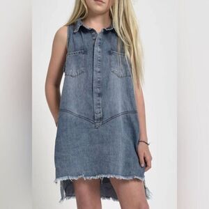 NWT One Teaspoon Kids Girls Mini Braxton Blue Denim Sleeveless Dress - Size 8/9